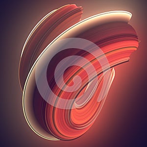 Colored twisted shape. Computer generated abstract geometric 3D render illustration