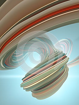 Colored twisted shape. Computer generated abstract