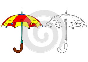 Colored umbrella like coloring books