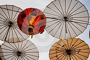 Fashion Umbrellas Chinese Neighborhood of Mexico City Traditional Cultural Street Sunshade Parasol photo