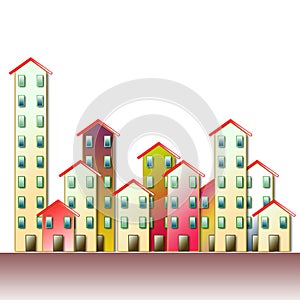 Colored urban agglomeration of a suburb - concept illustration