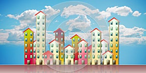 Colored urban agglomeration of a suburb - concept illustration a photo