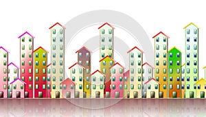 Colored urban agglomeration of a suburb - concept illustration against a white background