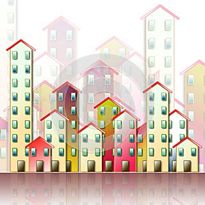 Colored urban agglomeration of a suburb - concept illustration against a white background