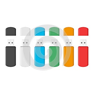 Colored USB flash drive set.