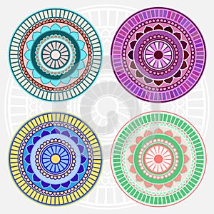 Colored vector mandala set