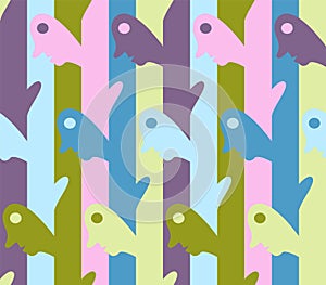 colored vector seamless pattern of abstract faces