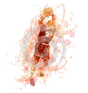 Colored vector silhouette of a basketball player