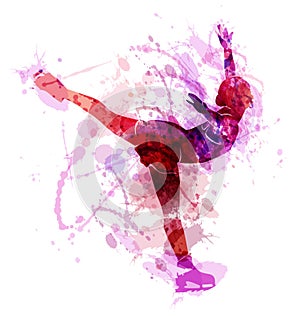 Colored vector silhouette figure skaters