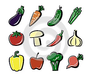 Colored vegetables icon