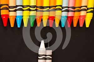 Colored versus black and white crayons