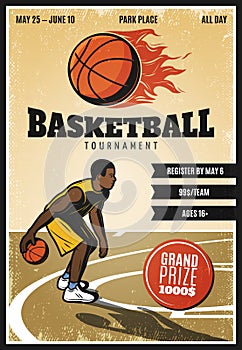 Colored Vintage Basketball Championship Poster
