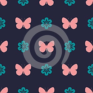 Colored vintage seamless pattern butterfly