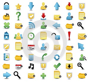 Colored Web and Media Vector Icon Set