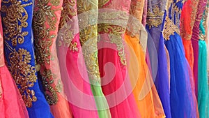 Colored wedding dresses with gold embroidery