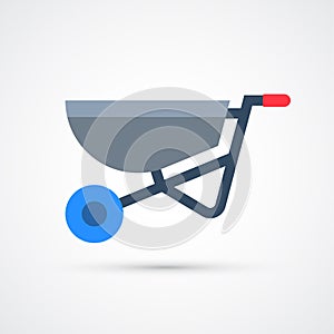 Colored wheelbarrow trendy symbol. Vector illustration