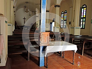 Colored windows of St. Theresa Church, Savannakhet, Laos