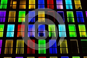 Colored windows texture. Neon light background