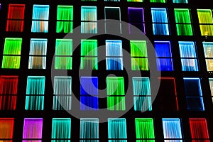 Colored windows texture. Neon light background