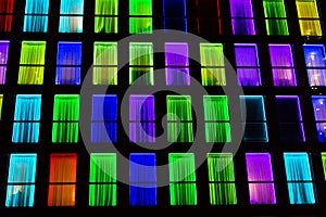 Colored windows texture. Neon light background