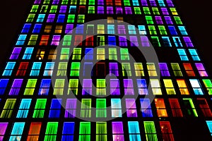 Colored windows texture. Neon light background