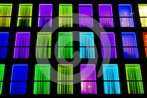 Colored windows texture. Neon light background