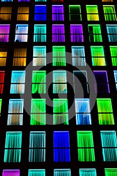Colored windows texture. Neon light background
