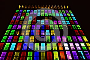 Colored windows texture. Neon light background