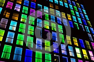 Colored windows texture. Neon light background
