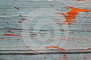 Colored wood background with peeling old paint