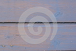 Colored wood fencing background with rain water droplets  wet  horizontal