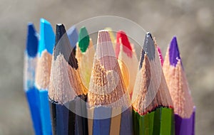 Colored wooden pencils. Drawing pencils
