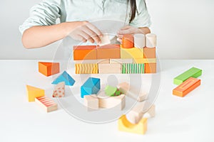 Colored wooden toys for the building