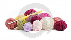 Colored wool thread balls to crochet