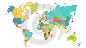 Vistoso. político mapas vistoso países a países nombres ilustraciones 