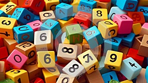 coloreful Wooden number block cubes for teaching math concepts and for math education
