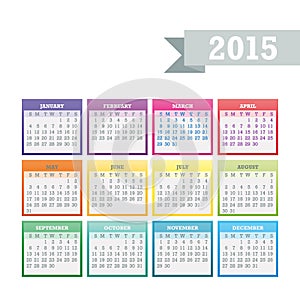 Colorful 2015 Calendar Vector