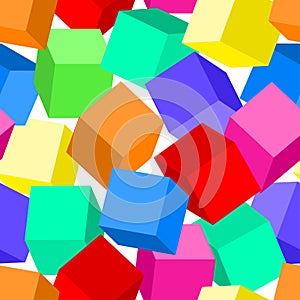 Colorful 3D blocks in a seamless pattern