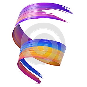 Colorful 3D brush paint stroke swirl