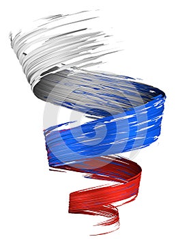 Colorful 3D brush paint stroke swirl in Russa flag colors