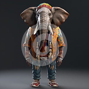 Colorful 3d Elephant Artist High-quality Fashion Feather