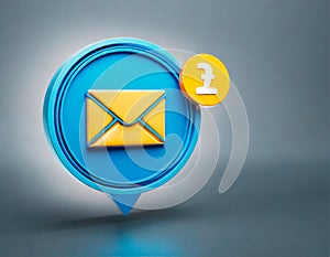Colorful 3d email icon on blue background