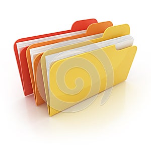 Colorful 3d folders icon on white