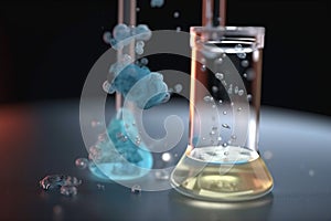 Colorful 3D Illustration of the Chemical Process of Acid-Base Neutralization in an Erlenmeyer Flask