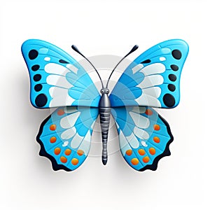 Colorful 3d Illustration Of A Cute Blue Butterfly