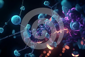 Colorful 3D illustration of ligand binding process at the microscopic level