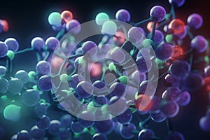 Colorful 3D illustration of ligand binding process at the microscopic level