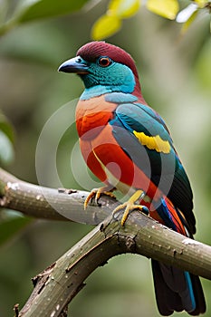 Colorful 3D Illustration of Rare, vibrant Philippine Trogon: stunning bird, vital conservation efforts needed.