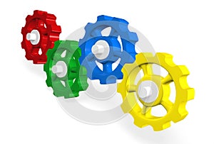 Colorful 3D interlocking gears