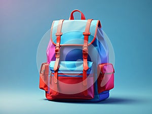 colorful 3d isometric back pack on gradient background